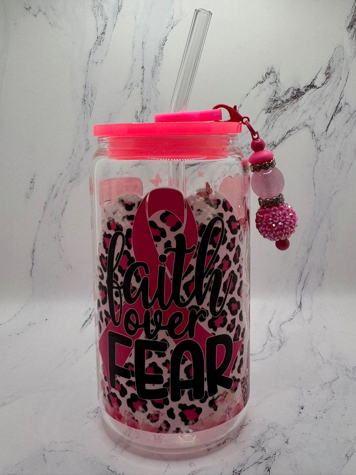 Breast Cancer Bun w/ cup Charm
