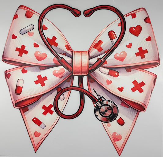 Red Medical Bow w/ Stethoscope