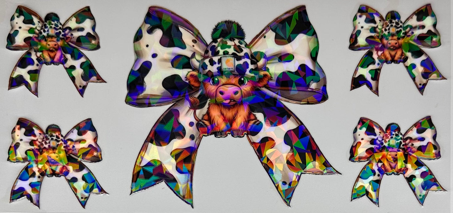 Holographic Cow Print Bow