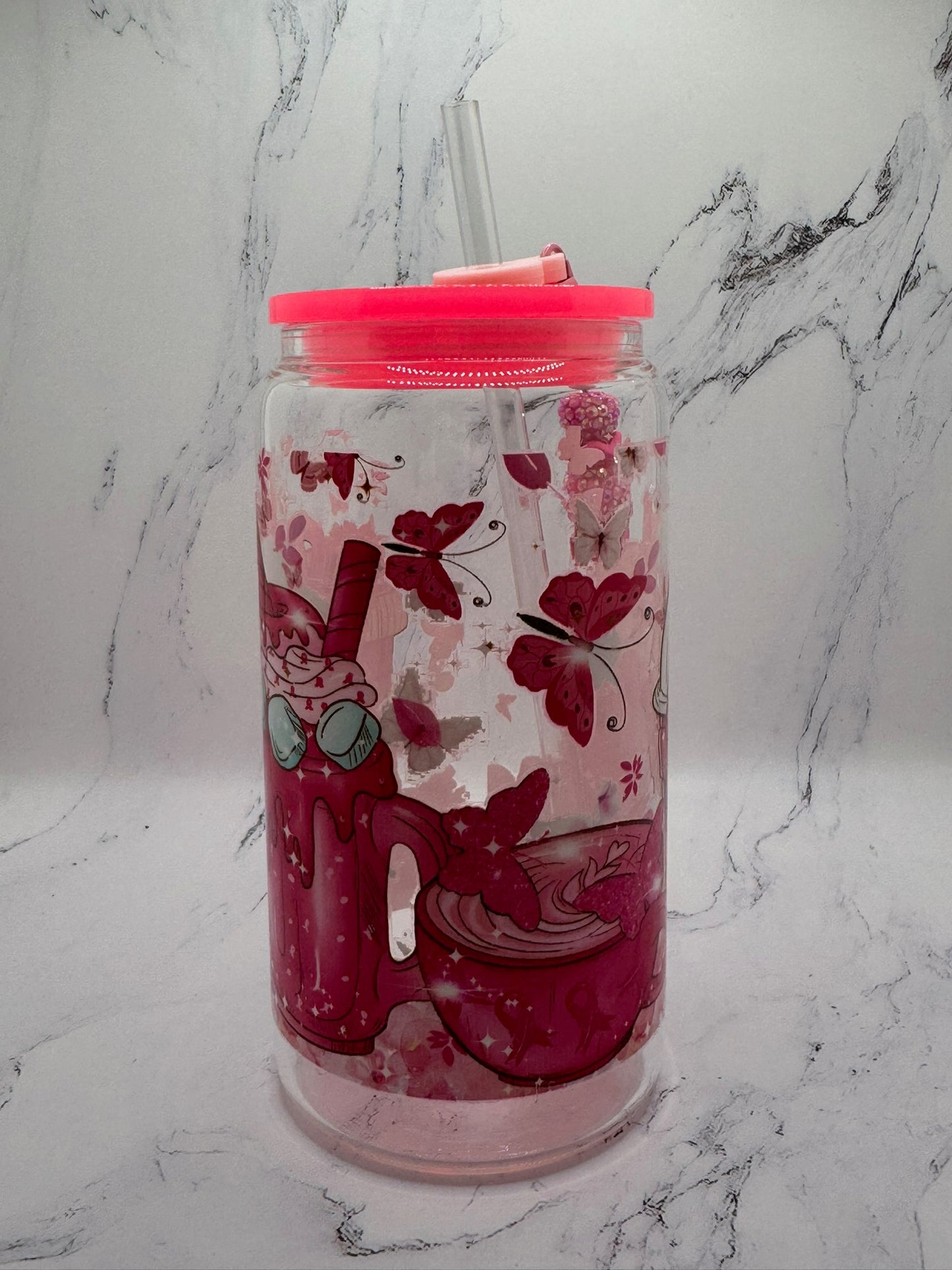 Breast Cancer Coffee w/ cup charm